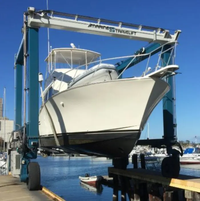 Cruiser lifted in the travel lift