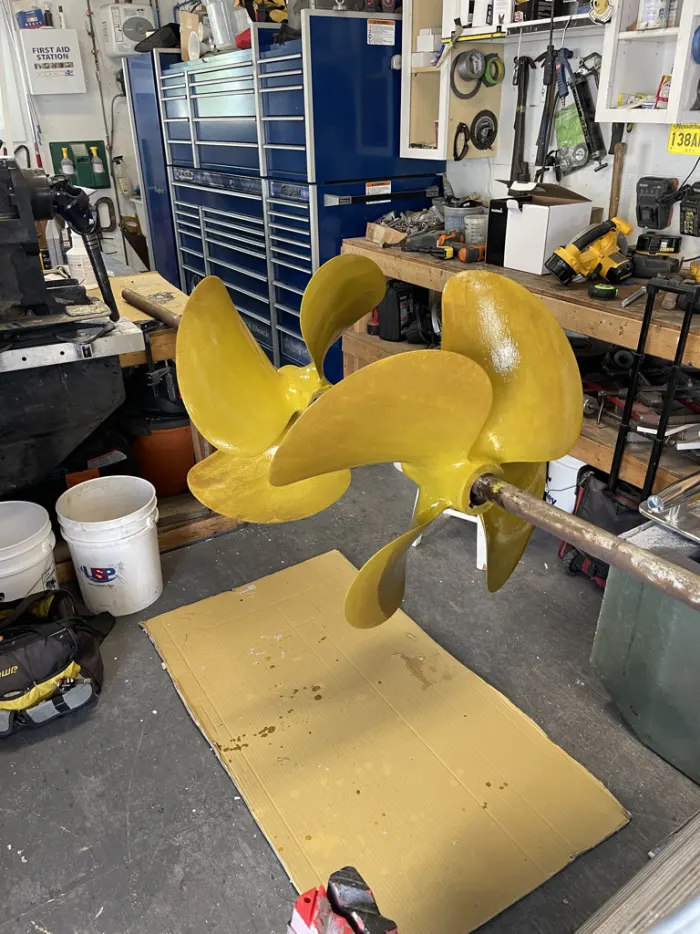 Bronze propellers on the shop bench